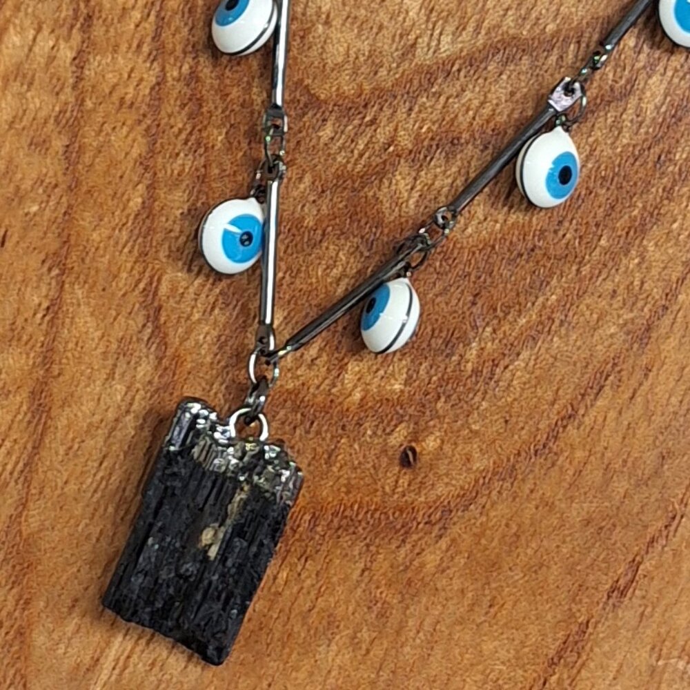 COPY - Evil Eye, Tourmaline, Titanium, Protection Necklace